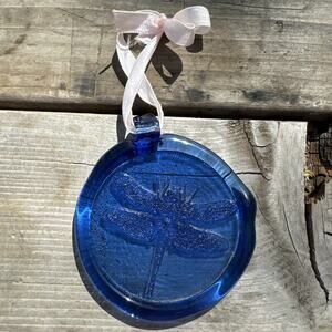 Cobalt Blue Glass Suncatcher Dragonfly Bug Window Ornament